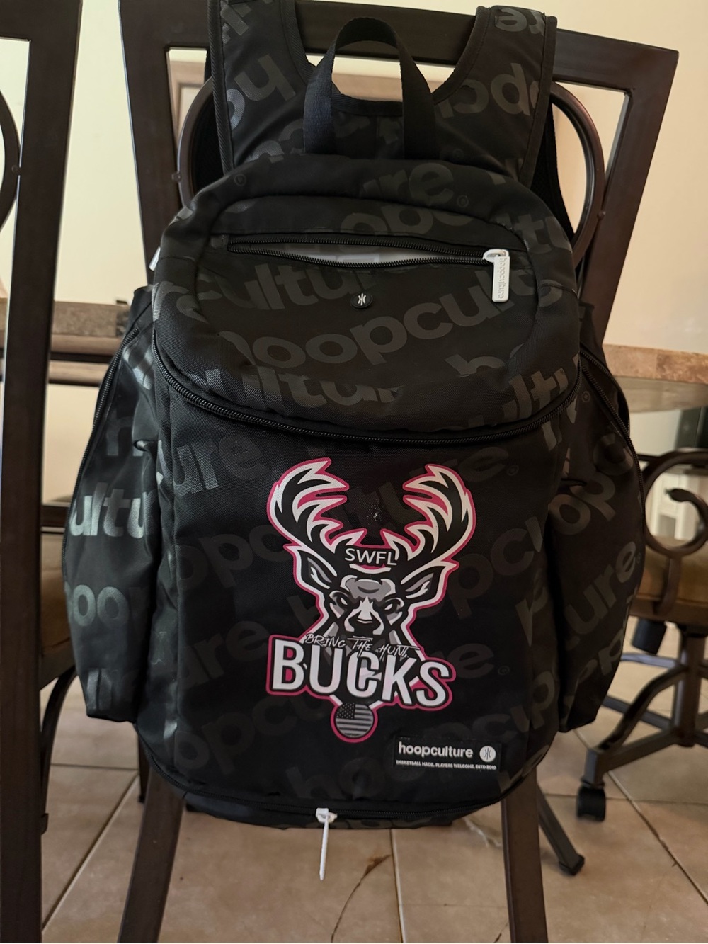 Bucks Black Backpack with Pink Accent